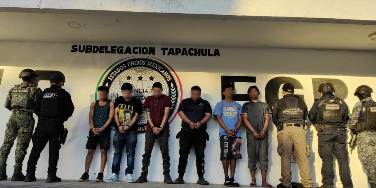 Marina en coordinación interinstitucional realizó la detención de diez presuntos infractores de la ley y el aseguramiento de presunta droga en Tapachula, Chiapas